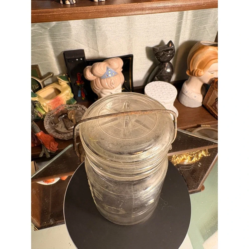Vintage Atlas E-Z Seal Clear Glass Canning Jar with Wire Bail Lid Hazel-Atlas